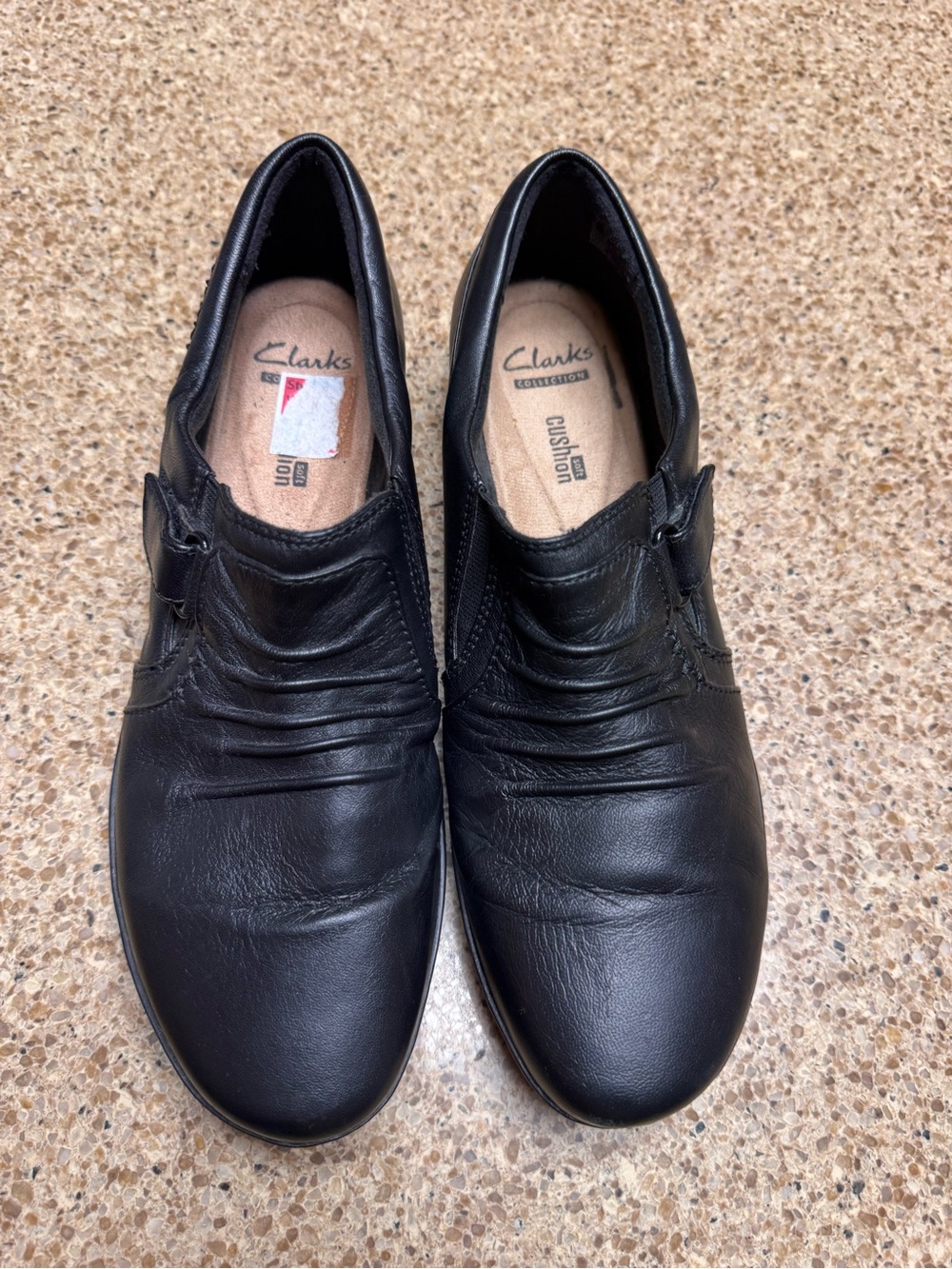 Clarks Black Leather Slip-On Loafers